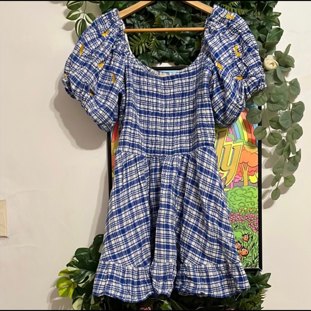 Fashion Brand Company Penelope Gazin Macaroni Salad Smocked Mini Gingham dress - Picture 3 of 3